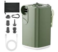 Air Pump for Inflatables - with Camping Lantern Blower, Tiny Electric Air Pump for Airbed with Dual Battery Long Life, Portable Air Mattress Pump for Pool Floats, Sleeping Mats, 5 Nozzles