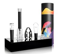 Air Pump Wine Bottle Opener, 5PCS Portable Wine Opening Kit with Vacuum Stopper, Efficient Corkscrew Bottle Opener, Durable Black Wine Accessories for Wine Lovers