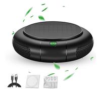Air Purifier For Smokers Car Fragrance Air Freshener 2 In 1, With HEPA Filtration System And Solar Charging, Eliminates 99.97% Of Dust, Smoke,Odors And Allergens (With 2 Filter Elements)