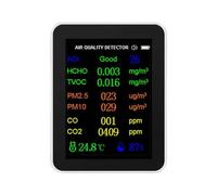 Air Quality Detector 12 In 1 Air Quality Monitor Portable CO2 Monitor Color Screen Carbon Dioxide Detector With Time/Date Display For Indoor for Accurate Indoor(White 12 In 1)