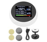 Air Quality Detector, TVOC CO2 Multifunction Monitor, Digital Temperature Humidity Meter USB Charging White - Real - Time Air Quality Alerts, Color Screen Display, Portable for H (white)