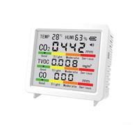 Air Quality Monitor, 4-inch LCD Screen HCHO/TVOC Carbon Dioxide Detector with Temperature and Humidity Portable for Home Office Use(white)