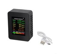 Air Quality Monitor, 6 in 1 Multi-Functional Carbon Dioxide Level Controller, MT07CO Air Quality Tester for Home Office(Black)