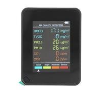 Air Quality Monitor, CO2 TVOC HCHO PM2.5 PM10 Indoor Air Quality Tester for Home, with LCD Backlit, USB Rechargeable (Black)