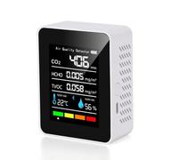 Air Quality Monitor Indoor, Carbon Dioxide Monitor with LCD Display, Carbon Dioxide Detector, CO2 Monitor, 5 In 1 Air Pollution Tester for Home Kitchen Office Car
