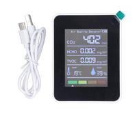 Air Quality Monitor, LCD Display, High Accuracy, USB Rechargeable, Temperature Humidity Detector with Color Screen, Portable CO2 Monitor for Home Life, HCHO TVOC CO2 Detector