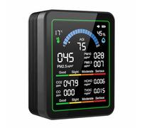 Air Quality Monitor, Real-time Detection of Air Quality, AQI, Formaldehyde, Temperature & Humidity, with Calibration, Screen Off, and Sound Control Functions (Black)