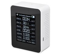 Air quality monitor, USB charging multifunction TVOC detector for PM1.0 PM10 for CO2 TVOC for HCHO PM2.5 White