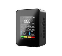 Air Quality Tester, Air Quality Detector CO2 Meter Tester Carbon Dioxide TVOC Formaldehyde Value Electricity Quantity Temperature Humidity Meter Clear Display Settings(Nero)