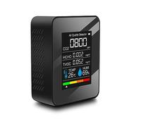 Air Quality Tester, Air Quality Detector CO2 Tester CO2 Meter Sensor With Carbon Dioxide TVOC HCHO Value Electricity Quantity Temperature Humidity Clear Display Settings(Nero)