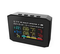 Air Quality Tester, Air Quality Meter 9in1 PM2.5 PM10 CO CO2 TVOC HCHO Temperature Humidity Tester CarbonDioxide Detector Time Date Week Display Clear Display Settings(Nero)