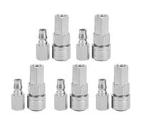 Air Quick Connector Set SF20+PF20, Pneumatic Carbon Steel Fitting with Chrome Plating, 1/4in Thread Barb Connector for 12mm Hose, One - Handed Operation, 5 - Piece Kit