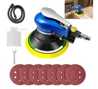 Air Random Orbital Sander 6" Dual Action Pneumatic Palm Sander Air Orbit Polisher with Speed Regulation,Dust Collection Hose & Bag and Sandpapers,Fit for Woodworking/Sanding