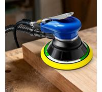 Air Random Orbital Sander 6-Inch with Dust Collection Hose & Bag and 7Pcs Sand Paper,150mm Dual Action Pneumatic Palm Sanders,Easy Operation Vacuum Air Orbit Polisher,Mini Airs Sander for Sanding Wood