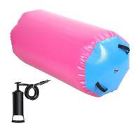 Air Roller Gymnastics Barrel 60x100cm Inflatable Tumbling Mat Octagon Tumbler Roller Back Handspring Trainer Home Gym Tumbling Equipment with Pump for Gymnastics Cheerleading Pink 100 cm