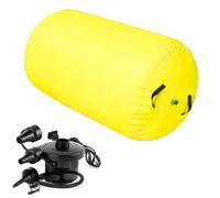 Air Roller Gymnastics Barrel Tumbling Mat, Inflatable Tumbling Barrel for Backflip Backbend Trainer, Air Spot Tumble Track Mat for Gymnastics Yoga Training Cheerleading Home Use,Yellow-80*100cm Automa