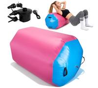 Air Roller Inflatable Gymnastics Tumbling Barrel, Gymnastics Mat Air Barrel with Electric Pump, Tumble Track Mat Backbend Trainer, Back Handspring Mat for Yoga Gym Training Backflip Home Use, 70*90cm