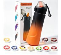 Air Scented Water Bottle Pack with 10 Flavour Pods,Flavored Starter Drink Bottle Up 0 Sugar 0 Calories BPA Free,Diswasher-safe for Kids and Adult Camping,Travelling,Cycling,Fitness (BLACK&ORANGE)
