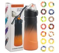 Air Scented Water Bottle with 14 Flavour Pods for Men Women,700ml Sports Water Bottle BPA Free 0 Sugar with Straw for Fitness Travelling Hiking,Driving,Cycling (Pink & Blue + 14 Pods) (Black & Orange)