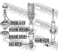 Air shock absorber cover Rear Axle HSHB-RDR FEBEST for HONDA CR-V I CR-V Mk II