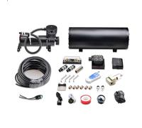 Air Shock Suspension Spring Air Suspension Kit With 1.6 Gallon Tank,200 PSI Compressor,Dual Pressure Gauge,One Click Down Remote Controller(Black tank)