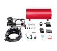 Air Shock Suspension Spring Air Suspension Kit With 1.6 Gallon Tank,200 PSI Compressor,Dual Pressure Gauge,One Click Down Remote Controller(Red tank)