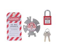 Air Source Safety Lock Kit 304 Stainless Steel Pneumatic Hose Joint Fitting Lockout Device with Keys and Hanging Tag for Industrial Equipment Lockout Safety