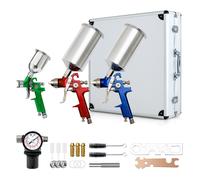 Air Spray Gun Set- 3 Sprayguns Auto Paint Basecoat Clearcoat Primer