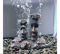 Air Stone Fish Tank Decorations Aquarium Decoration Small Size Ornaments Accessories Fish Hides Easter Island Moai Statues (Grey)