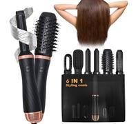 Air Styler Set 6-in-1 Magic Styler, 1000W Air Wrap Hair Styler with Hair Dryer Brush with Auto Curling Wands, Smooth and Hairdryer Brushes for Styling, Hot Hair Styler for All Hair Type/Length