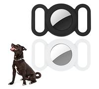 Air-tag Dog Collar,Silicone Case for GPS Tracking Finder,Protective Cover Compatible with Apple Air-tag,Safety and Anti-lost,Dog Collar Cat Loop Holder Pet Accessories (Black-white)