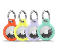 Air Tag Holder Air Tag Keyring Silicone Cases 4-PACK, with Keychain, Silicone Case for Air Tag Keyring for Keys, Bags, Luggage, Pet Collar, Anti-Lost and Scratch-Resistant, Fully Covered (4-PACK 01)