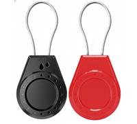 Air Tagholder Keychain Case with Steel Wire Cable & Hex Lock, Waterproof Anti-Lost Shockproof Cover Compatible with Apple Air Tag for Luggage, Backpack, Keys (Black+Red)