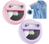 Air Tags-2 Pack Apples Kids Hidden Case for Apple AirTags Holder Tracker with Safety Pin, Anti-Lost for Kids, Baby, Elderly, Luggage, Shoe, Clothes, Backpack - Purple+Pink