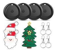 Air Tags 4-Pack and 4 Free Leather Keychain Holder, Smart Tarcker Tag Work with Apple Find My App (iOS only), Key Finder with Replaceable Battery, IP67 Waterproof Item Locator for Luggage, Backpack