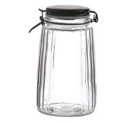 Air Tight Glass Dry Food Storage Preserve Jar with Black Clip Top Lid (1.8Lt)