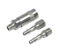 Air Tool Coupling Kit 3 Pieces Male Female 1/4" BSP 35-40CFM - Sealey ACX60