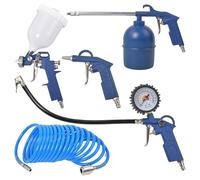 Air Tool Kit 5PCs Compressor Air Tool Set with Spray Gun, Blow-Out Gun, 5M Spiral Air Hose, Paraffin Sprayer, Tyre Inflator with Pressure Gauge