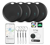 Air Tracker Android, 4 Pack Smart Tracker Key Finder Compatible with Google Find Hub App (Android Only), Bluetooth Tracker for Luggage, Wallet, Suitcase (Black)