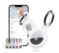 Air Tracker Holder & Collar for Pets. GPS Tag & App with Smart QR ID for Instant Location, Pet Profile and Contact Info. Dog Tracker or Cat Tracker (White)