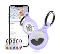 Air tracker Holder & Collar for Pets. GPS Tag & App with Smart QR ID for Instant Location, Pet Profile and Contact Info. Dog Tracker or Cat Tracker (Mauve)