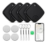 Air Tracker Tag-4 Pack, Bluetooth Tracker Work with Apple Find My (iOS Only), Smart Trakcer Tag Key Finder and Item Locator with Lanyard, Tracker Tag for Keys, Luggage, Wallet, Replaceable Battery