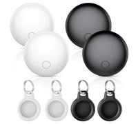 Air Tracker Tag-4 Pack, Round tag Item Finder Works with Find My App (iOS Only), Luggage Tracker for Keys, Bags, Wallets, Replaceable Batteries, 100dB Loud Beep, Worldwide Tracking, IP67 Waterproof