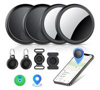 Air Tracker Tags 4 pack Black,Bluetooth Tracker Works with Apple Find My APP (iOS Only) Replaceable Battery Last 2 Year, IP68 Waterproof,100dB Sound,Item Locator for Keys/Luggages/Suitcases