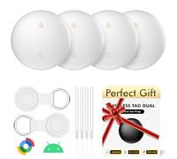 Air Tracker Tags-4 Pack for Android with Case- Bluetooth Tracker Item Finder for Key, Wallet, Pet, Luggage - Works with Google Find Hub, IP66 Waterproof, Smart Tag for Android & Samsung Phones(White)