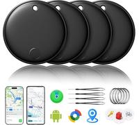 Air Tracker Tags for Android & iOS - Pack of 4, Smart Tag Compatible with Apple "Where is?" and Android Google's "Find Hub" App, Tracker for Keys, Wallet, Bicycle & Suitcase, Replaceable Battery