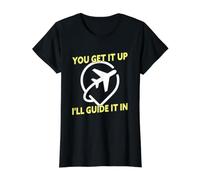 Air Traffic Control You Get It Up I'll Guide It in ATC Value Graphic T-Shirt, Women, Black, S