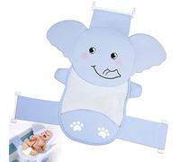 AIR&TREE Baby Bath Seat Support Net, Quick Drying, Adjustable, Comfortable, Non-Slip, Infant Bathtub Sling Shower Mesh for a Tub, with Safety Support Corners (Blue Elephant)