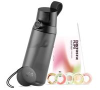 air up Click Midnight Black Water Bottle 600ml - Starter Pack with 5 Capsules, Straw Brush and Twogo Black Case | Sugar Free, BPA Free