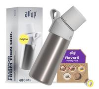 air up® Steel bottle made of stainless steel Original Starter Set incl. pods in 5 flavours, sugar-free I 480ml insulated bottle with flavour, keeps water cold for 14 hours, leak-proof I Silver
